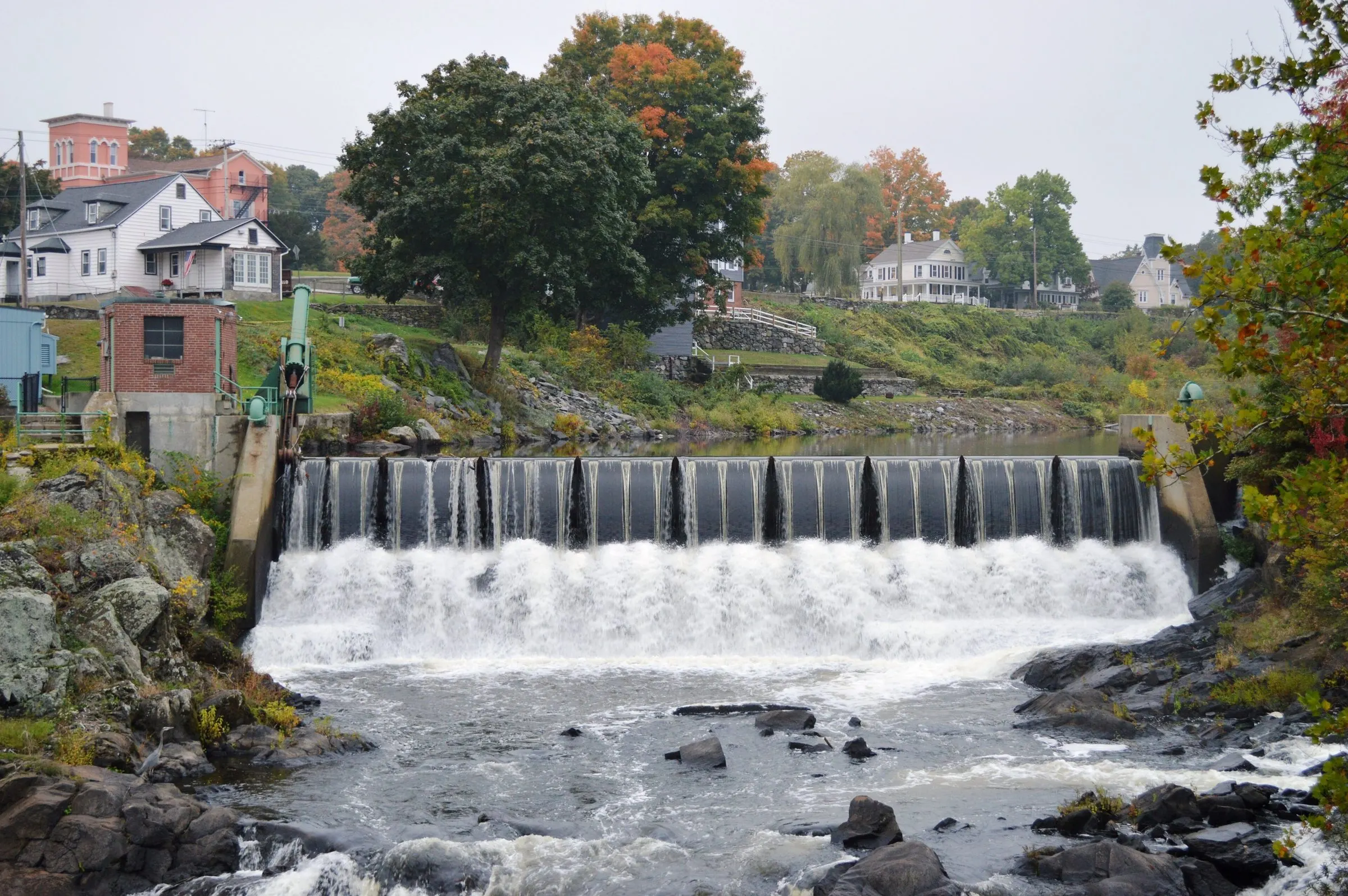 The dam at Cargill Falls on the Quinebaug River in downtown Putnam